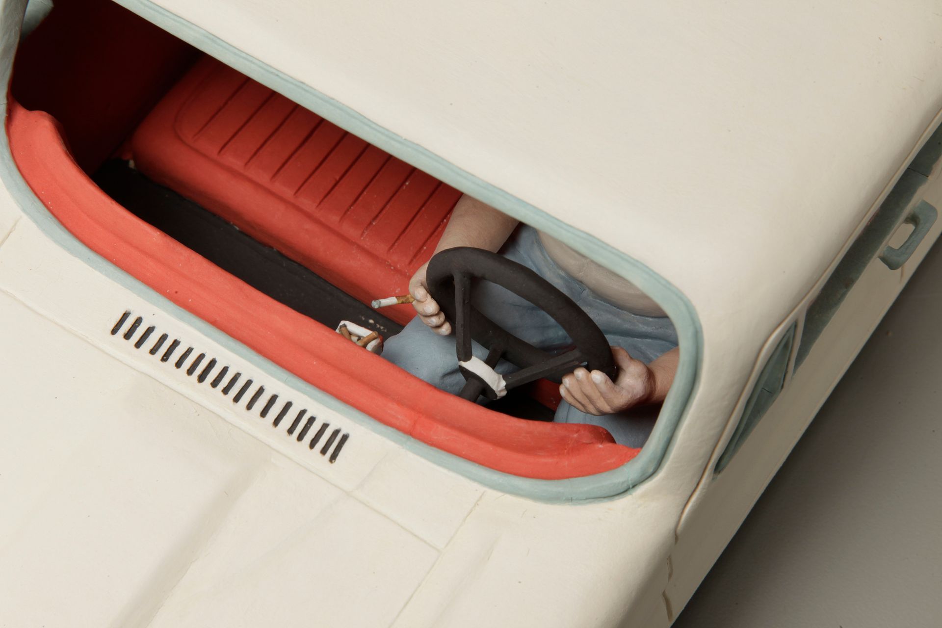 Gone: Gone 2, by Russell Biles created in 2015, hand built porcelain; 6 x 7 x 17"