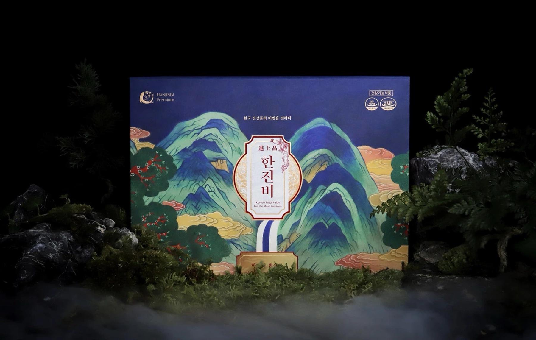 HANJINBI gift box displayed among moss and rocks