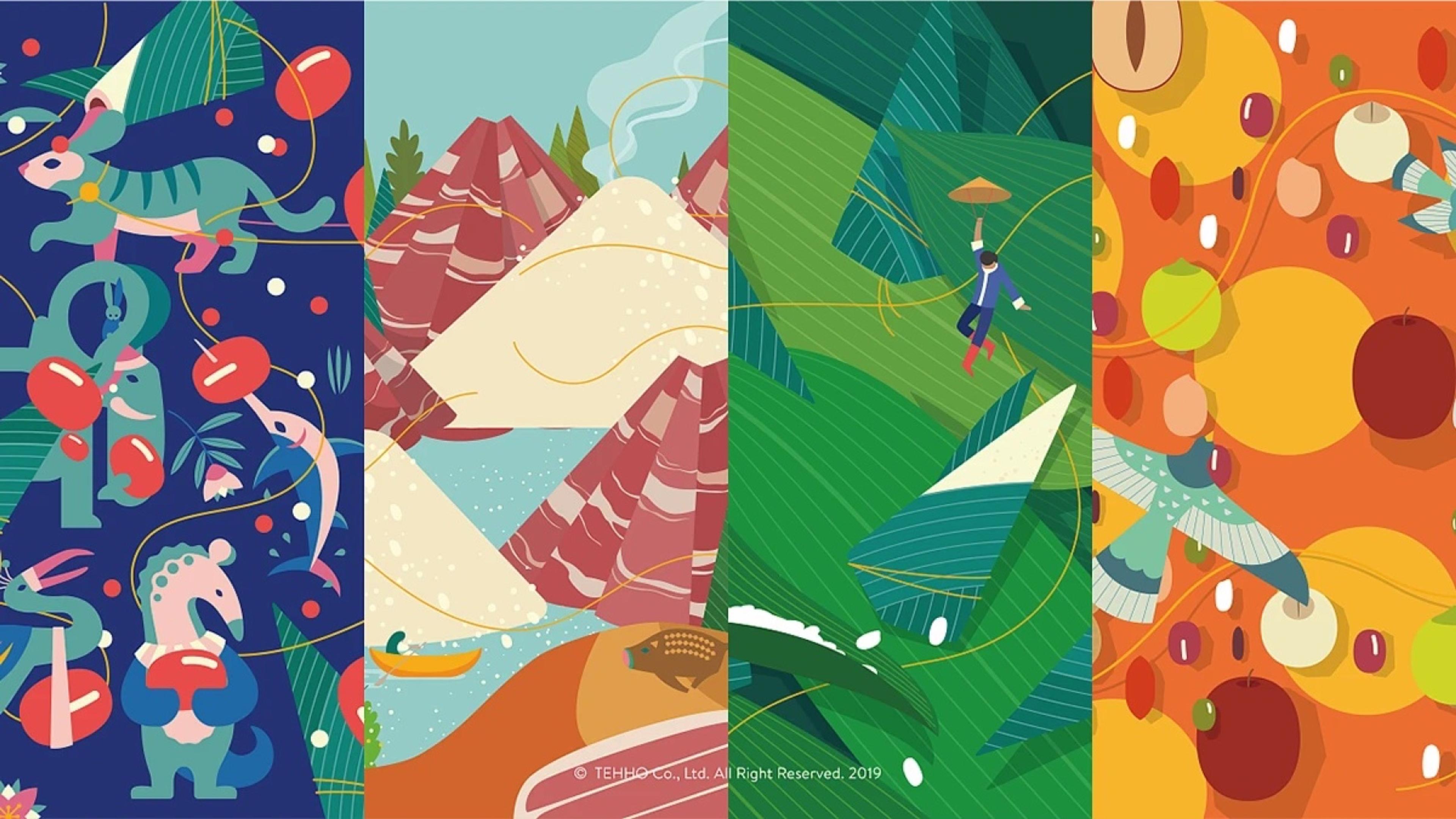 DEHE four flavor illustrations side by side