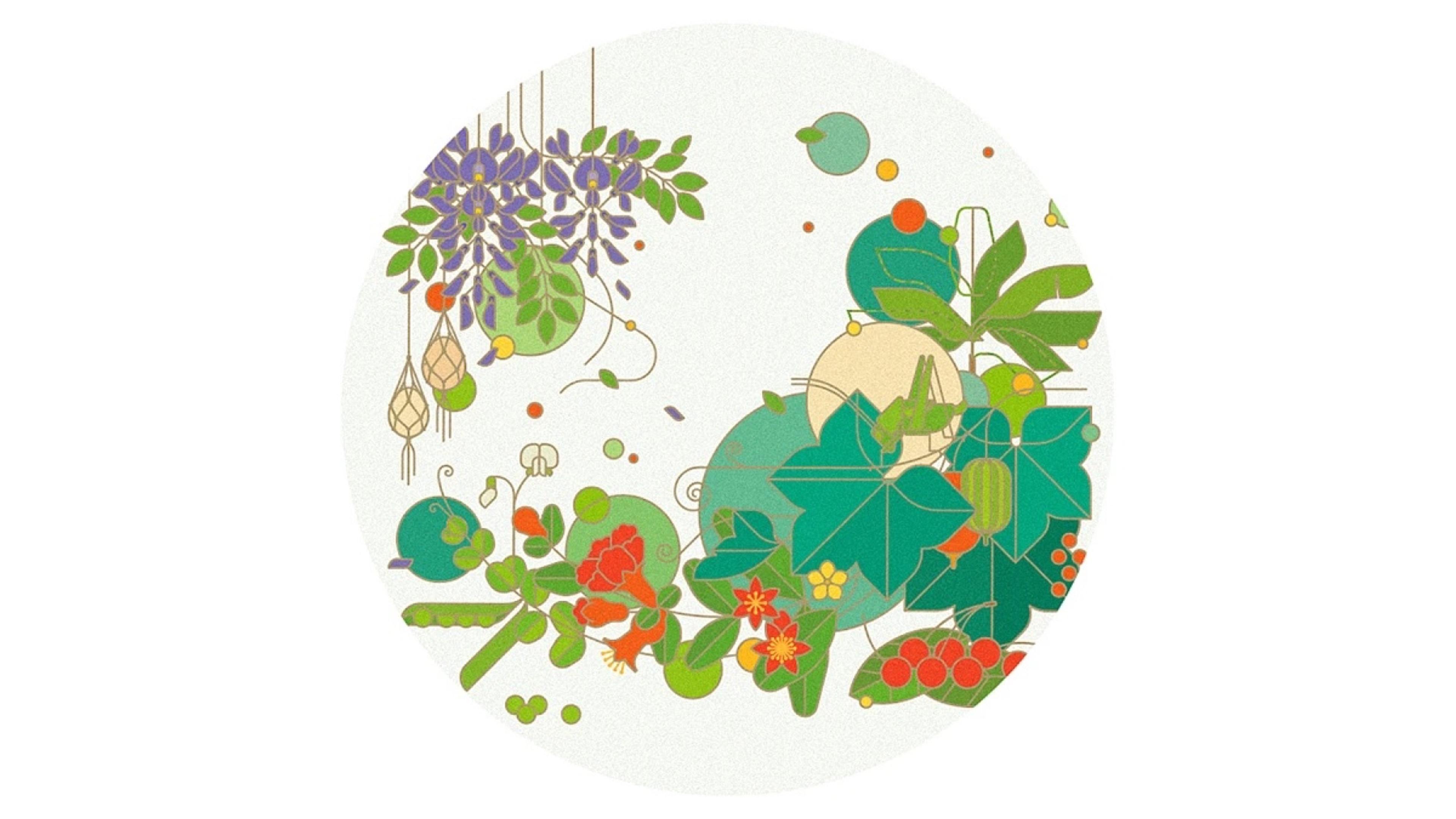 Baiyao LIFE+ round wisteria illustration on a pale background