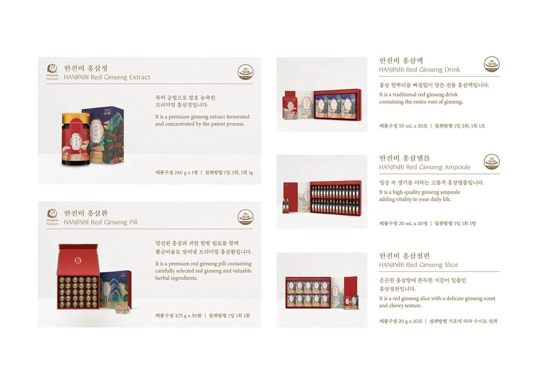 HANJINBI product range with packaging for each product line