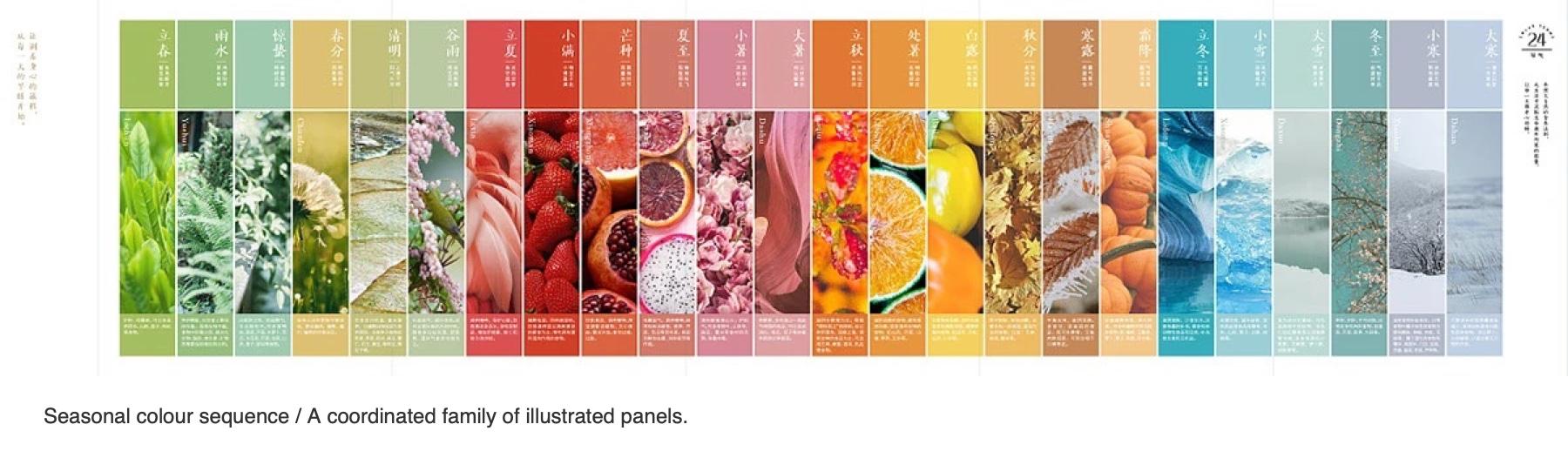 Baiyao LIFE+ seasonal color sequence of illustrated panels