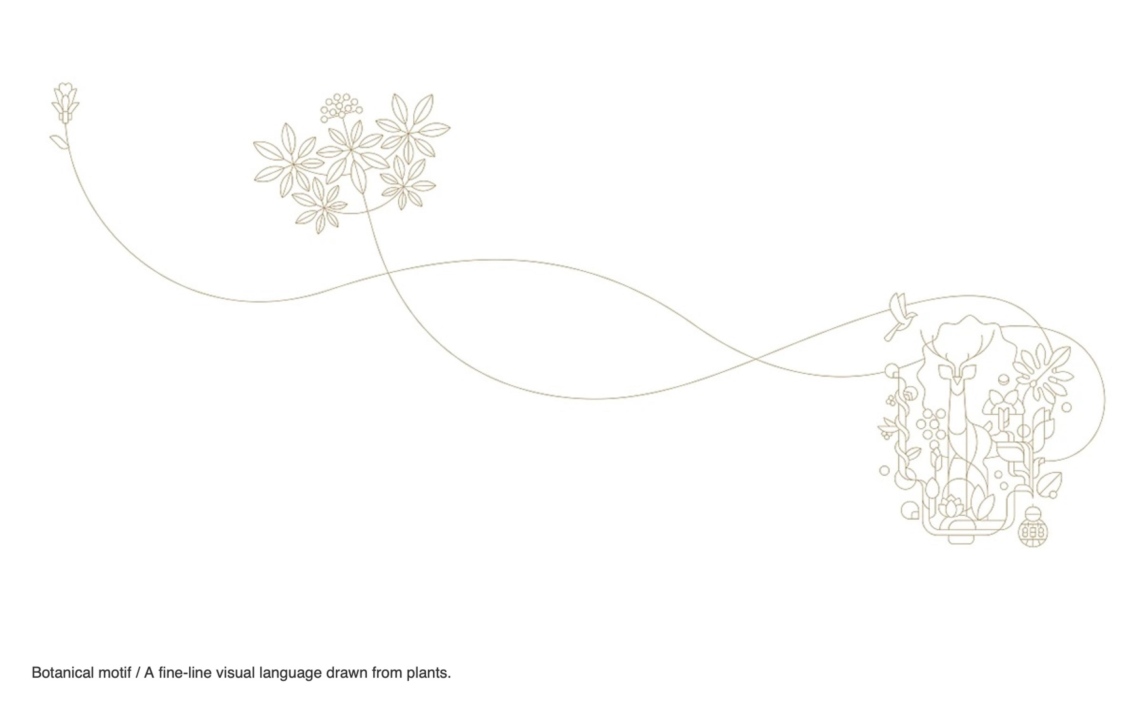 Baiyao LIFE+ fine-line botanical motif drawn from plants