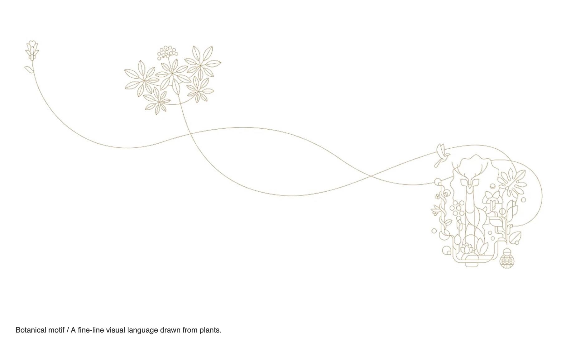 Baiyao LIFE+ fine-line botanical motif drawn from plants