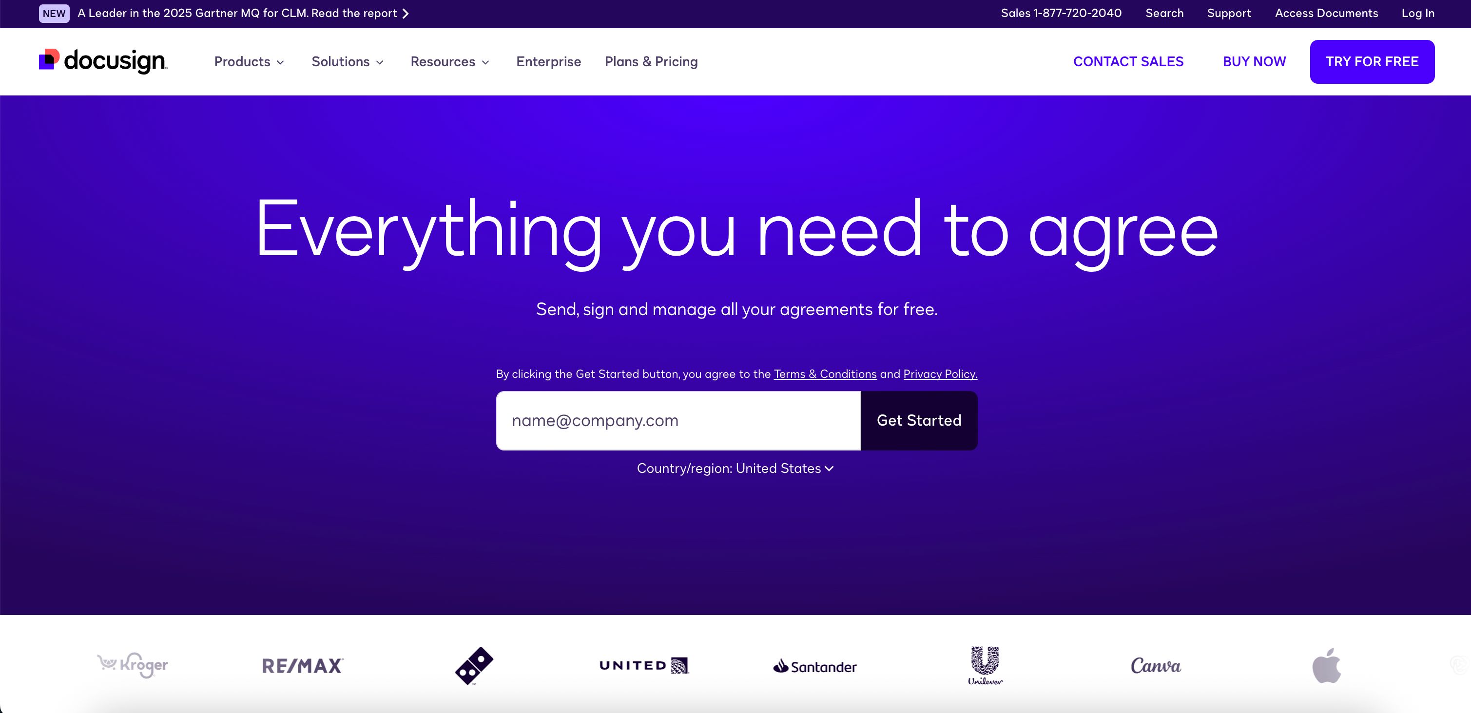DocuSign marketing site homepage