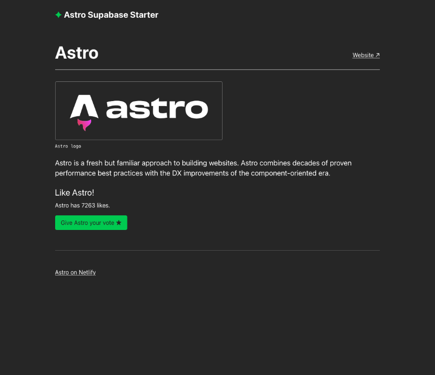 Astro Supabase Preview single page