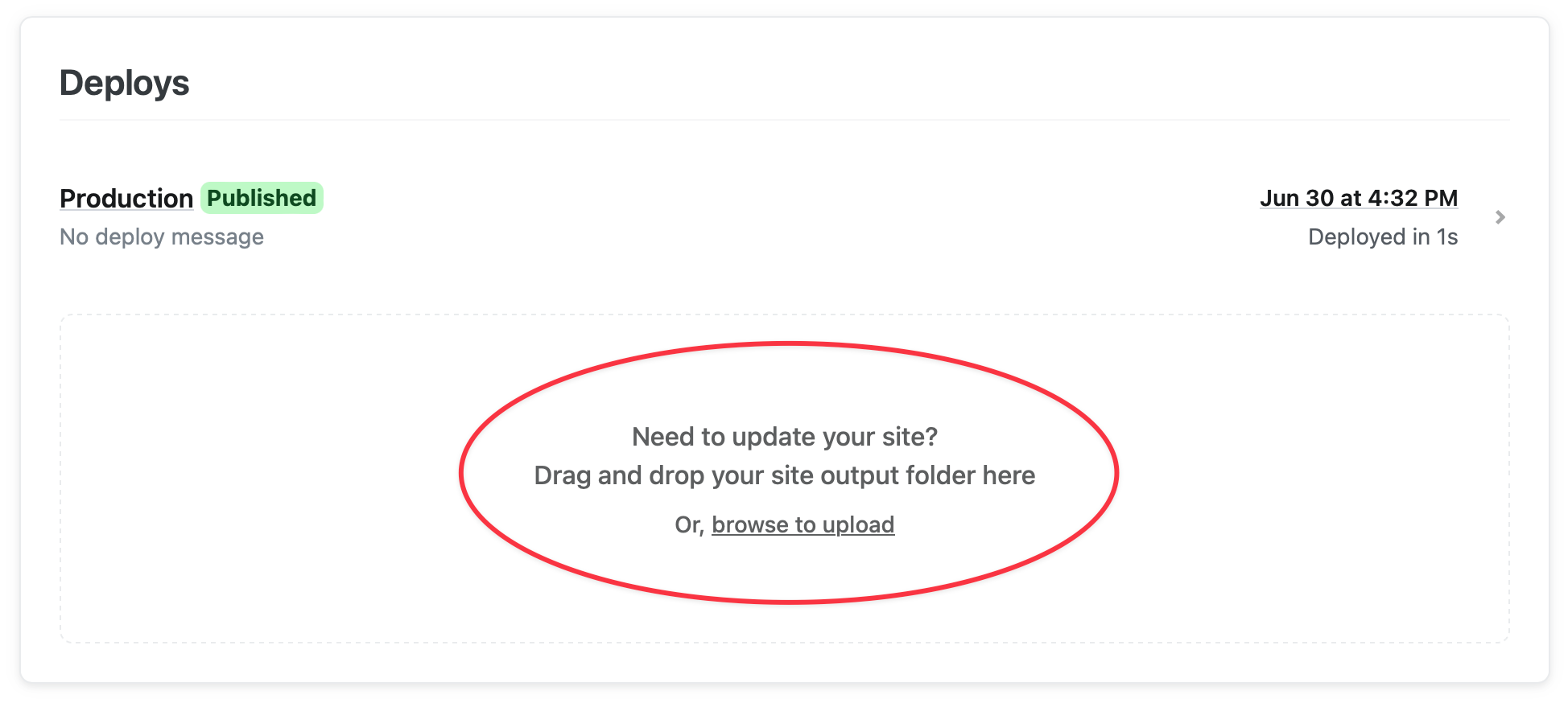 Where you can manually push updates by dragging and dropping a folder of your new web content in the Netlify UI