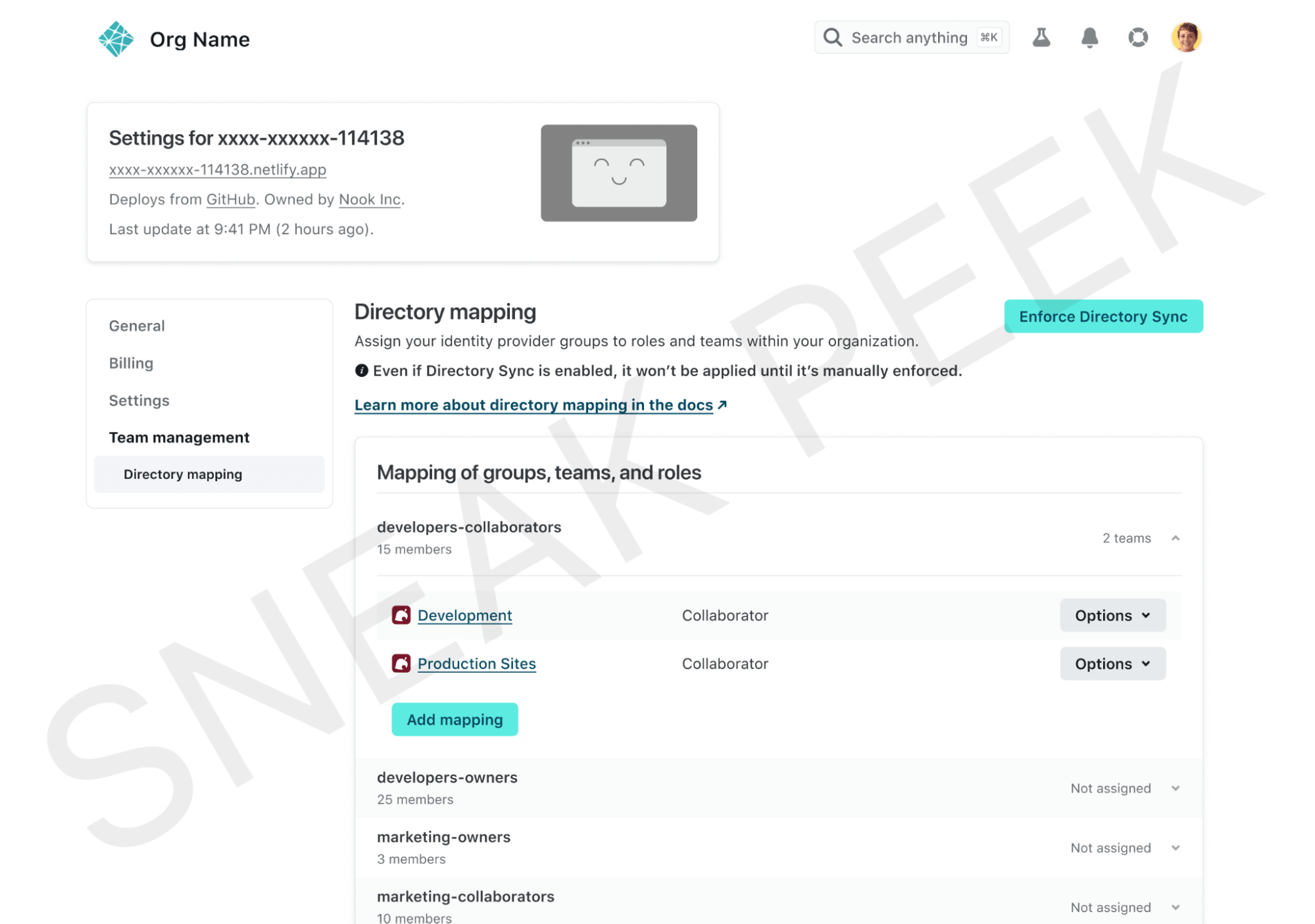 Sneak peek of the group mapping experience in Netlify