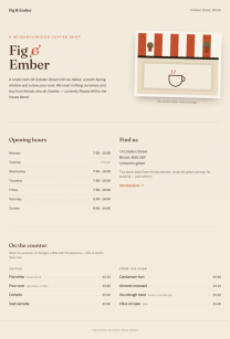 Coffee shop page generated by Claude Sonnet 5 — right run