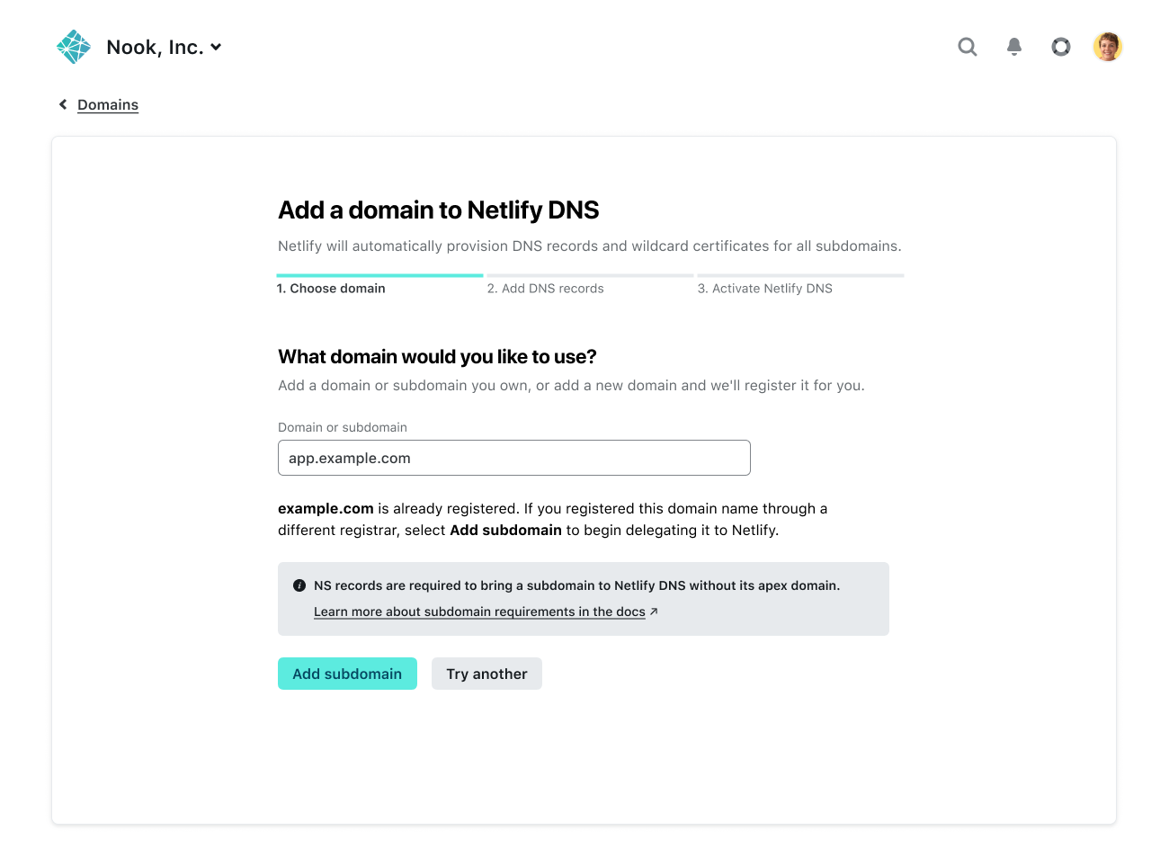 Add a domain to Netlify DNS