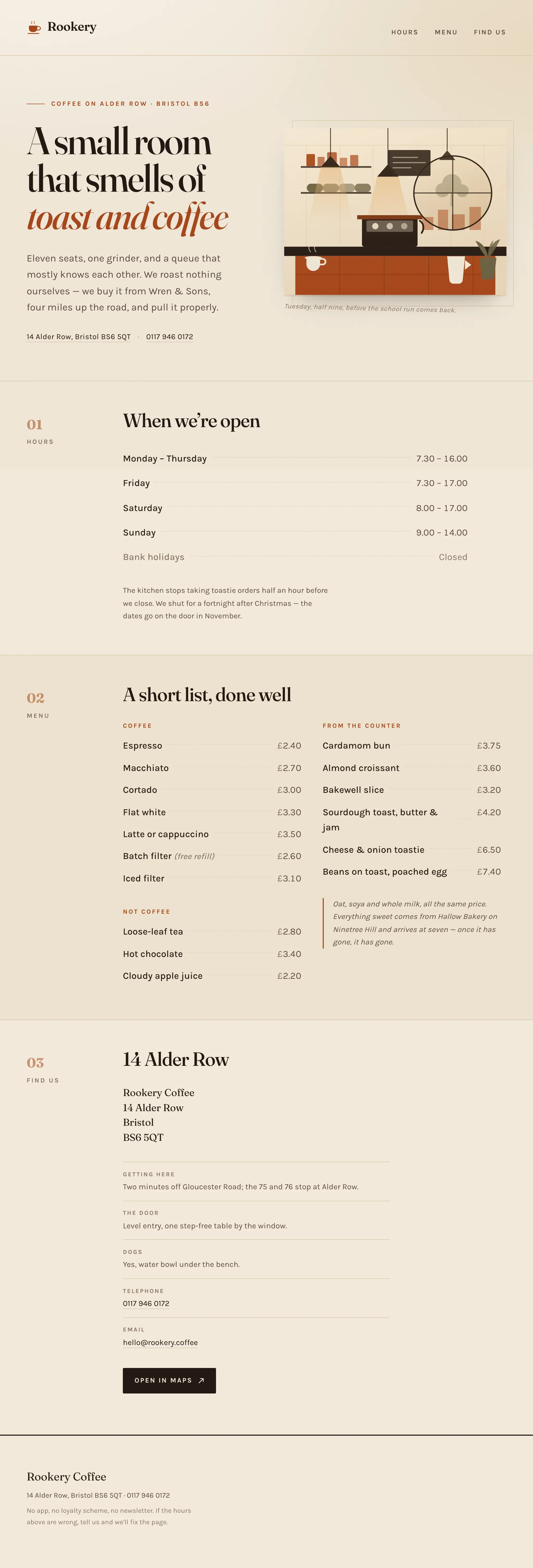 Coffee shop page generated by Claude Opus 5 — right run