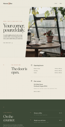 Coffee shop page generated by GPT 5.6 Sol (low effort) — right run
