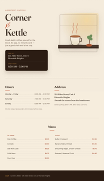 Coffee shop page generated by Claude Sonnet 5 — left run