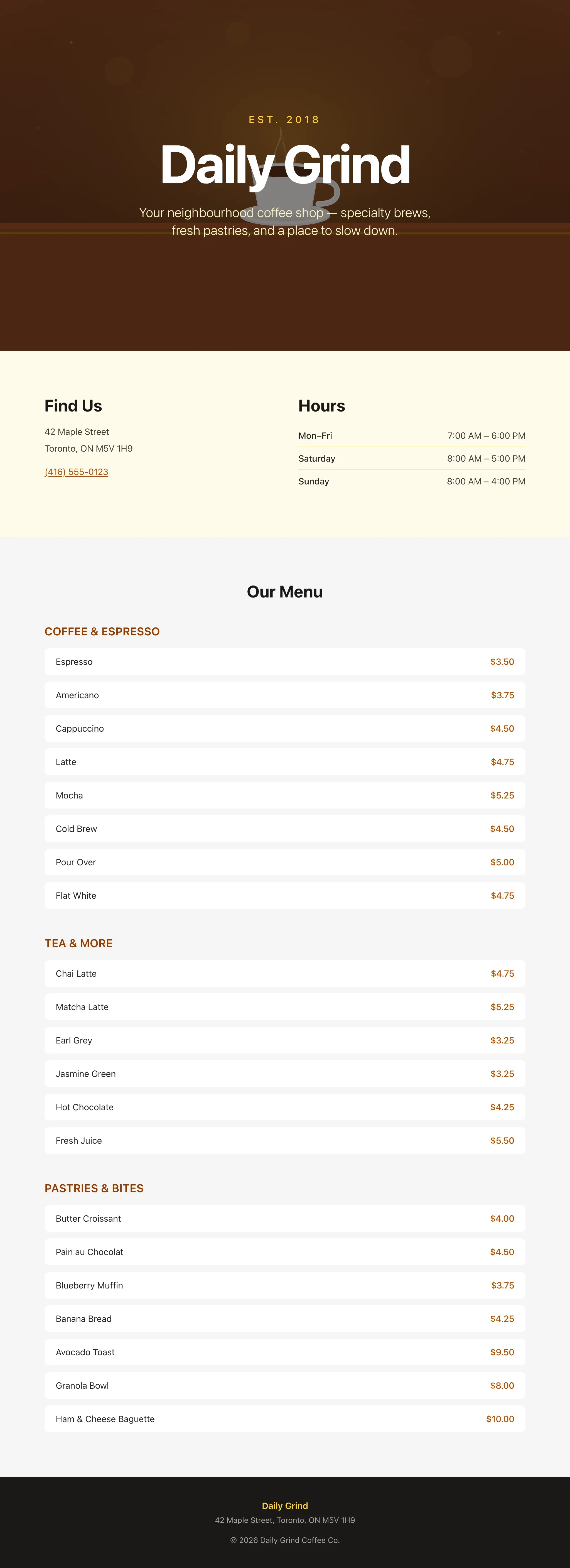 Coffee shop page generated by DeepSeek V4 Pro — left run