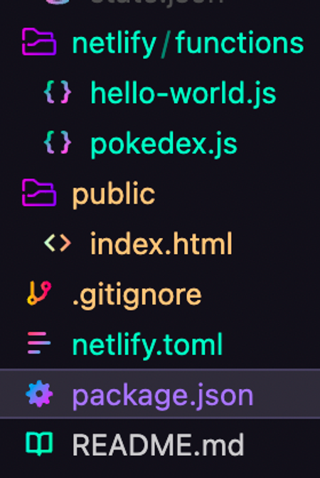 package.json file highlighted in list of files