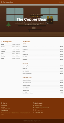 Coffee shop page generated by DeepSeek V4 Flash 0731 — right run