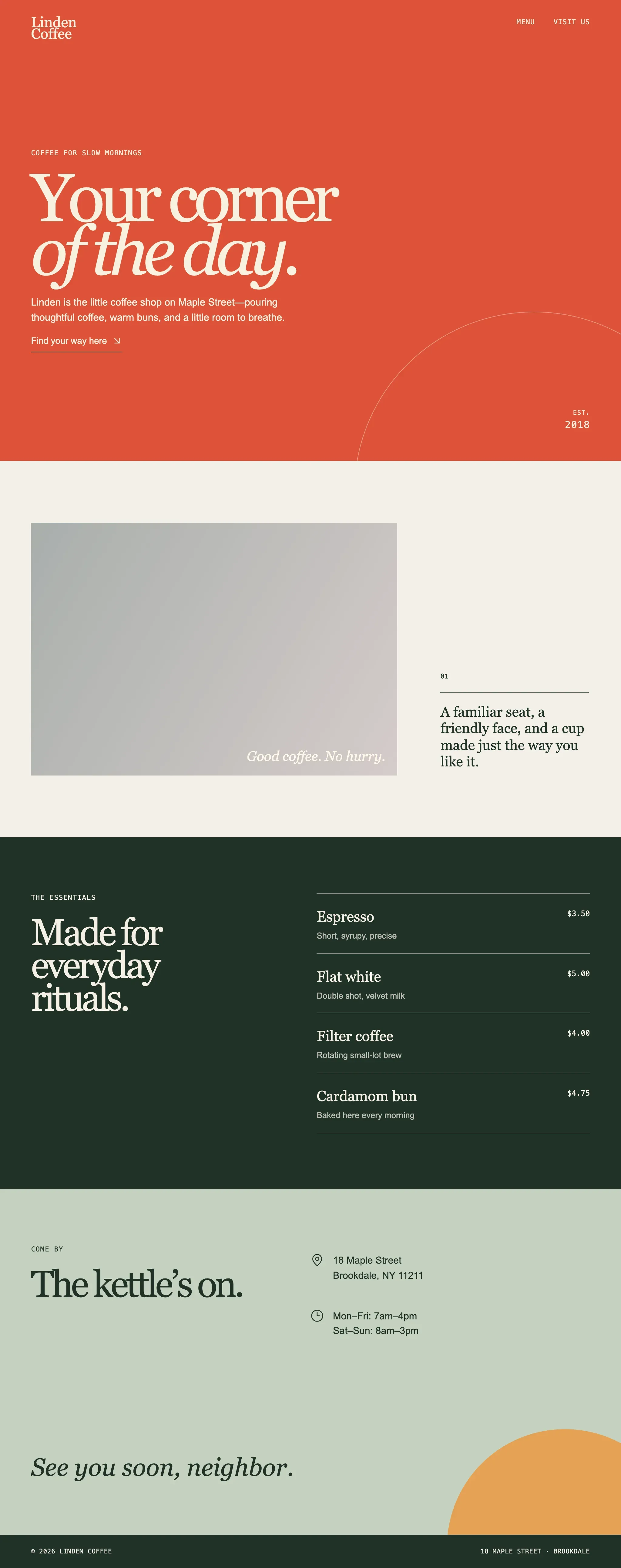 Coffee shop page generated by GPT 5.6 Terra — left run
