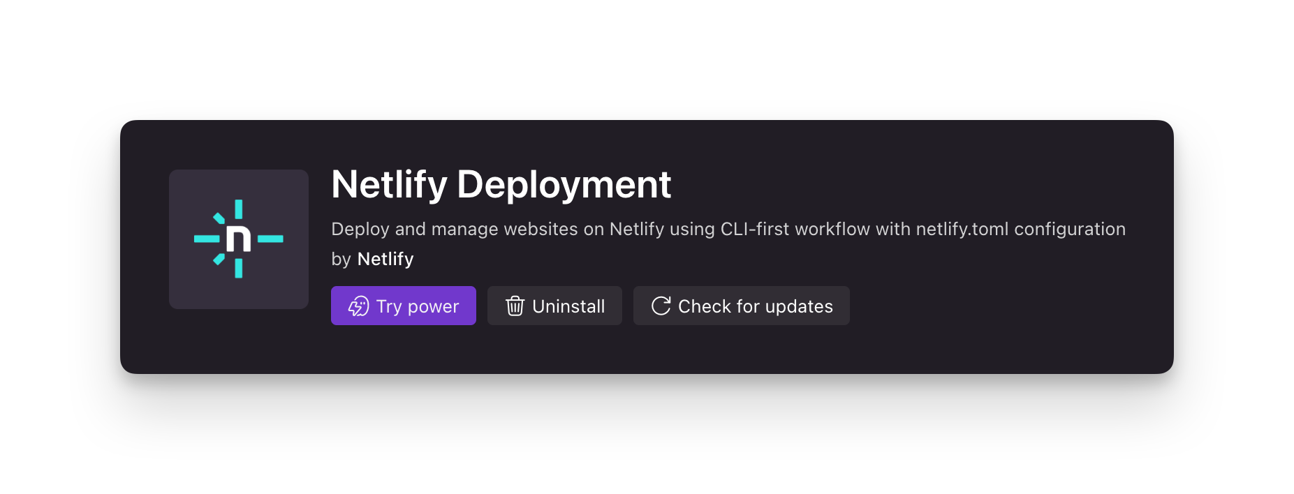 Install the Netlify power