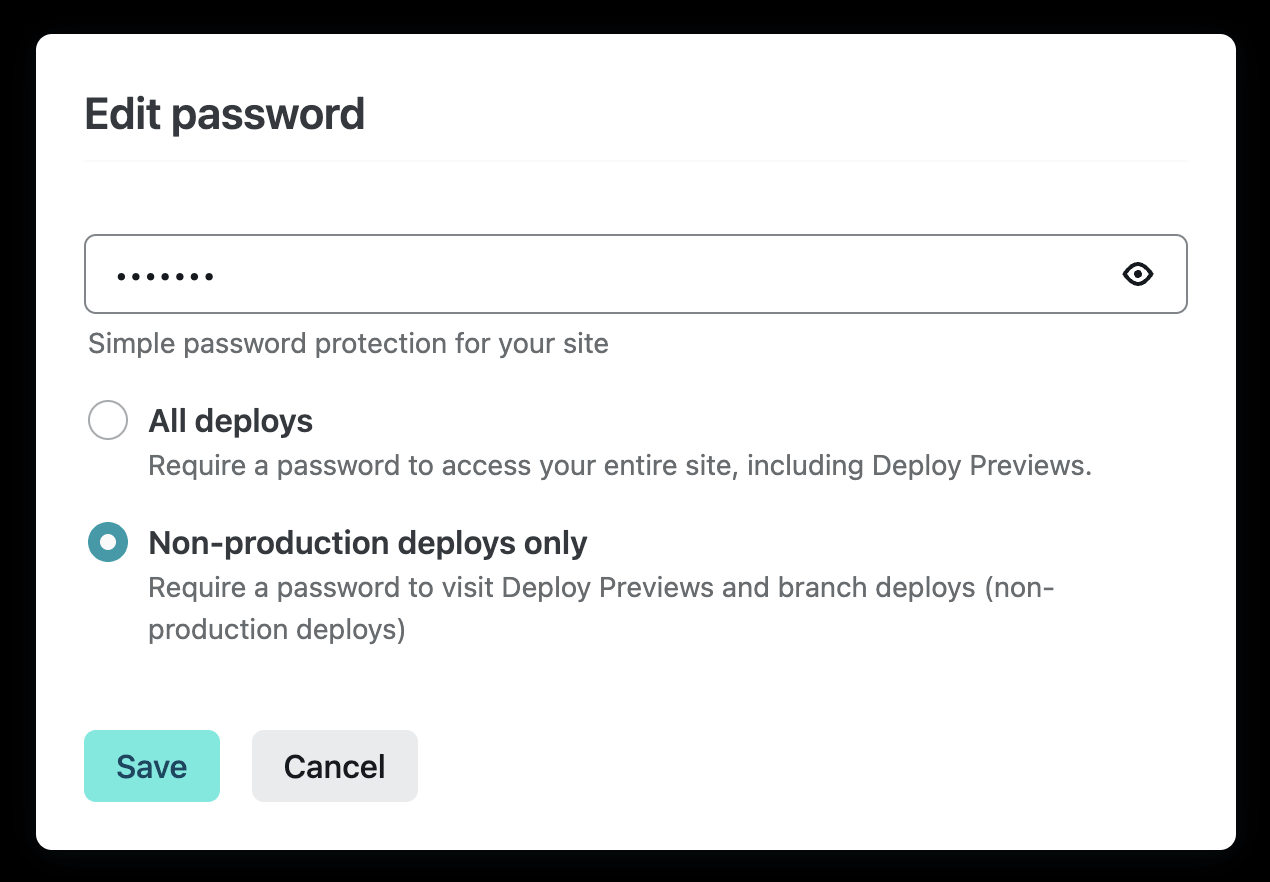 How to add a password for your Netlify site, or non-production deploys