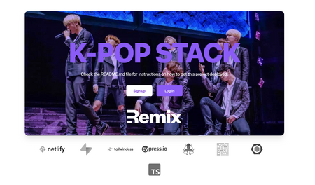 Netlify's K-Pop Stack Homepage built with Remix, Supabase, and Tailwind CSS