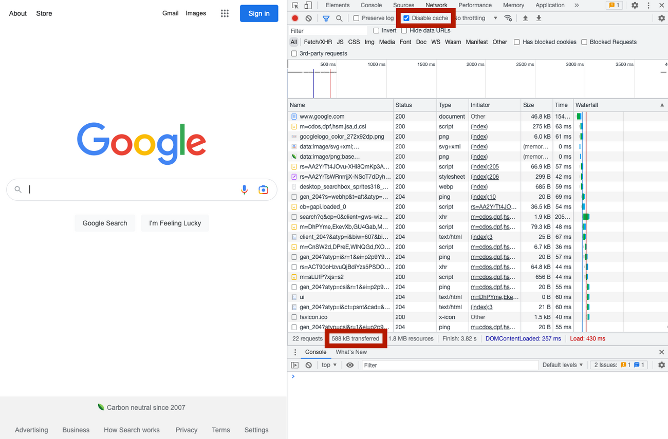 page weight for Google