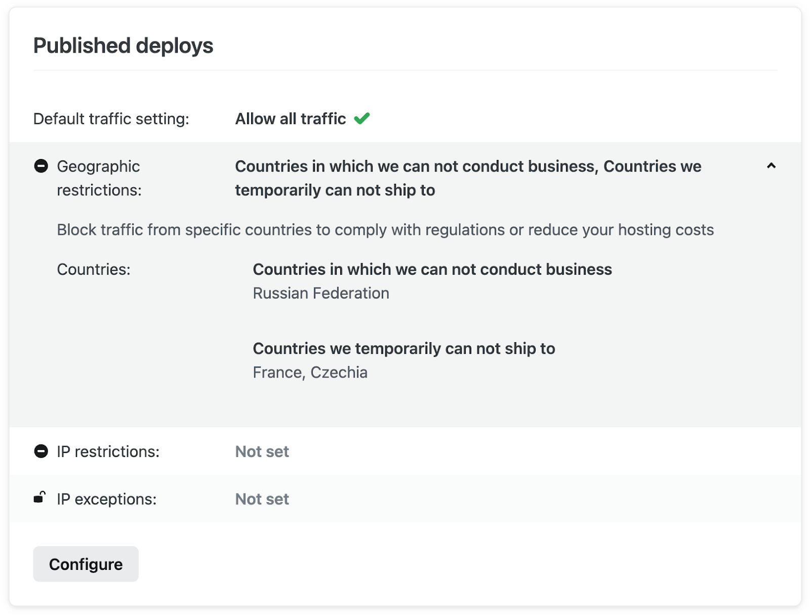 Short description providing context behind each geo restriction