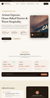 Coffee shop page generated by Gemini 3.6 Flash — left run