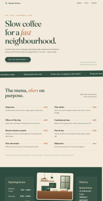 Coffee shop page generated by Kimi K3 — right run