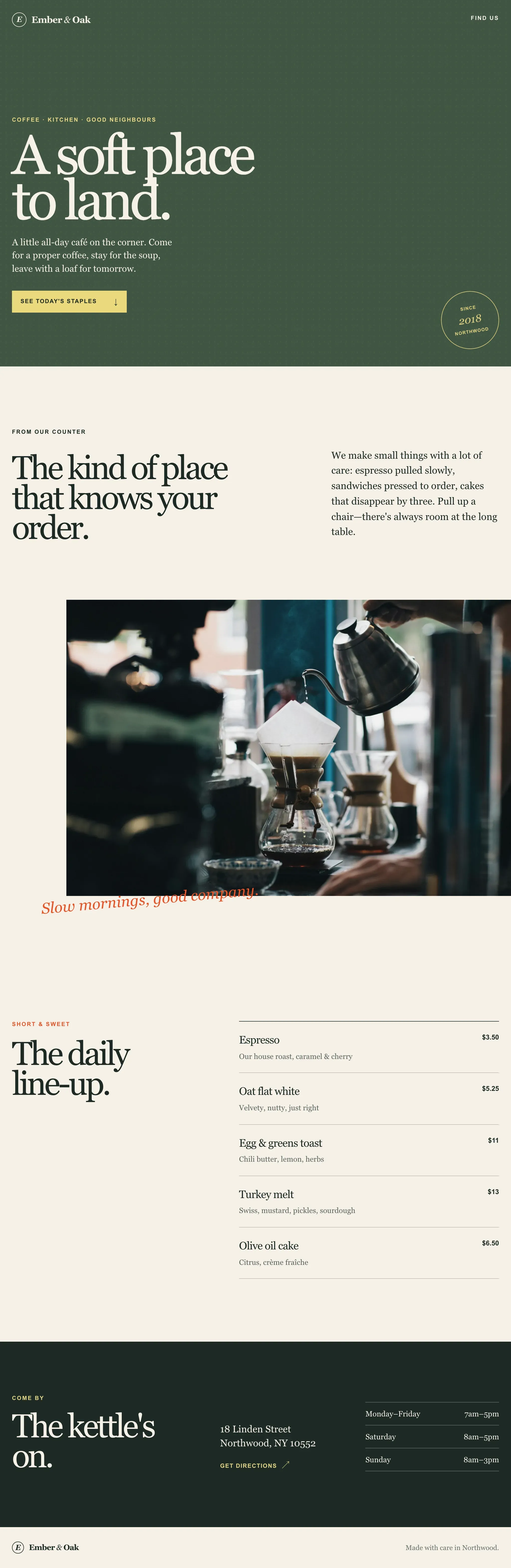 Coffee shop page generated by GPT 5.6 Terra — middle run