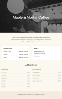Coffee shop page generated by GLM 5.2 — middle run