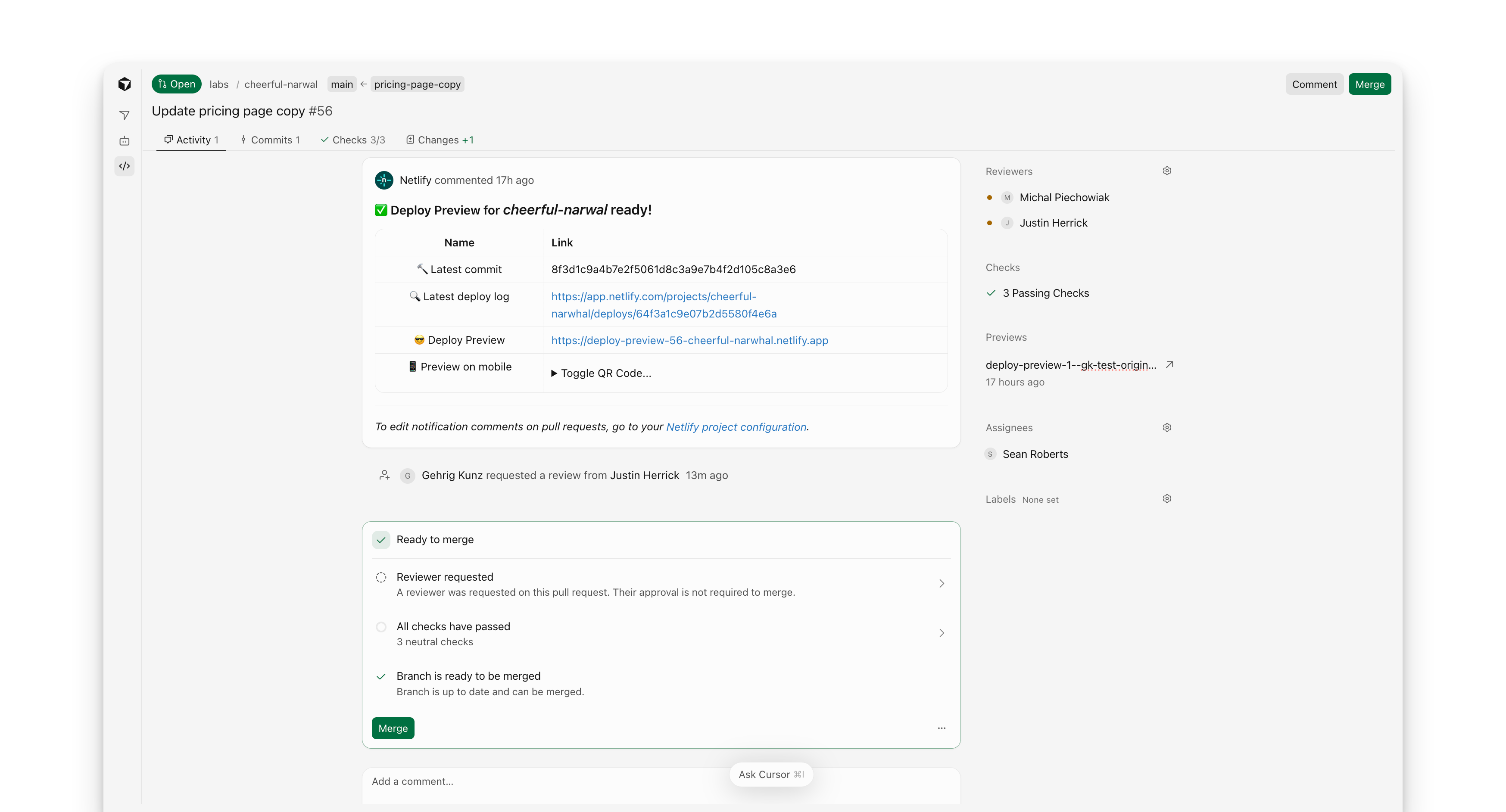 Cursor Origin with deploy preview