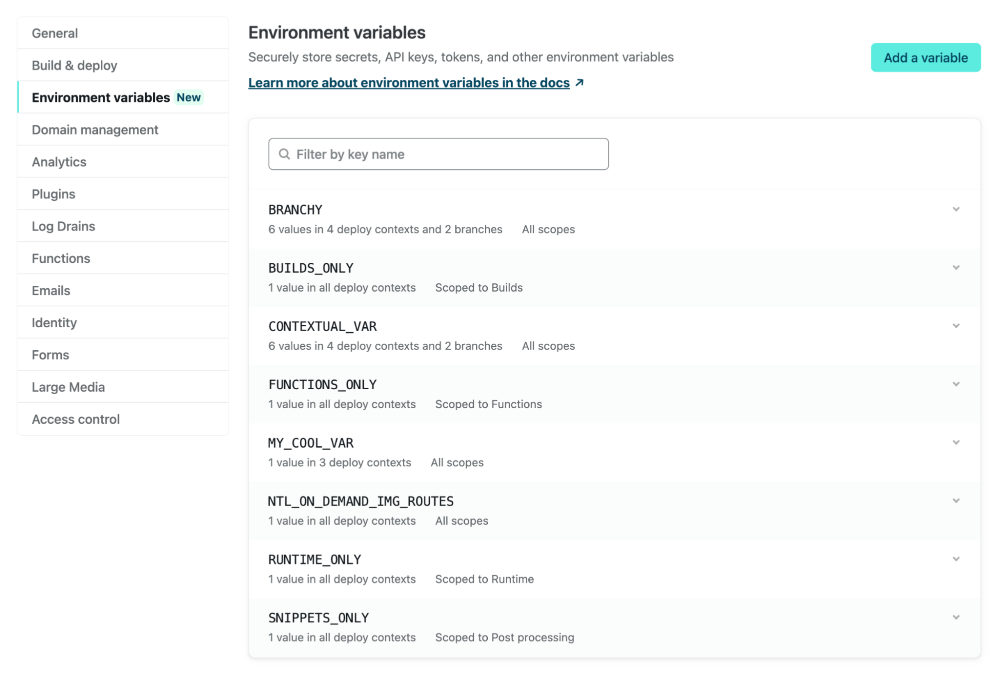 Find environment variables under your site settings.