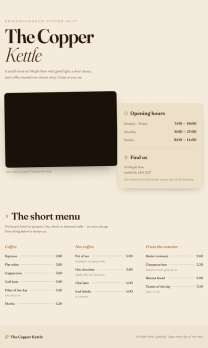 Coffee shop page generated by Kimi K3 — middle run