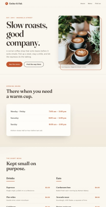 Coffee shop page generated by DeepSeek V4 Flash 0731 — middle run
