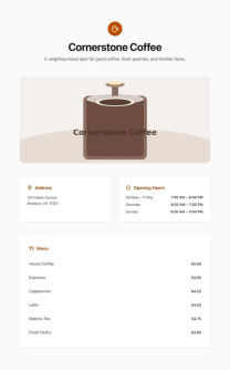 Coffee shop page generated by Kimi K2.7 Code — left run