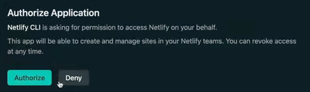 Authorize Application for Netlify CLI