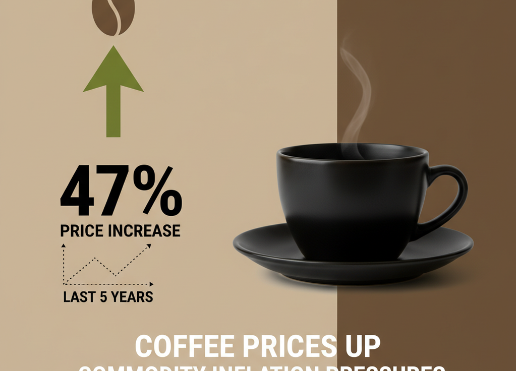 Coffee Prices Up 47% in Five Years: Commodity Inflation Pressures