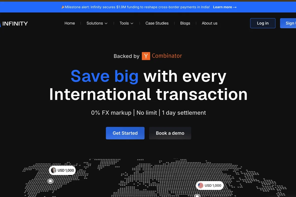 Infinity cross-border payments dashboard concept