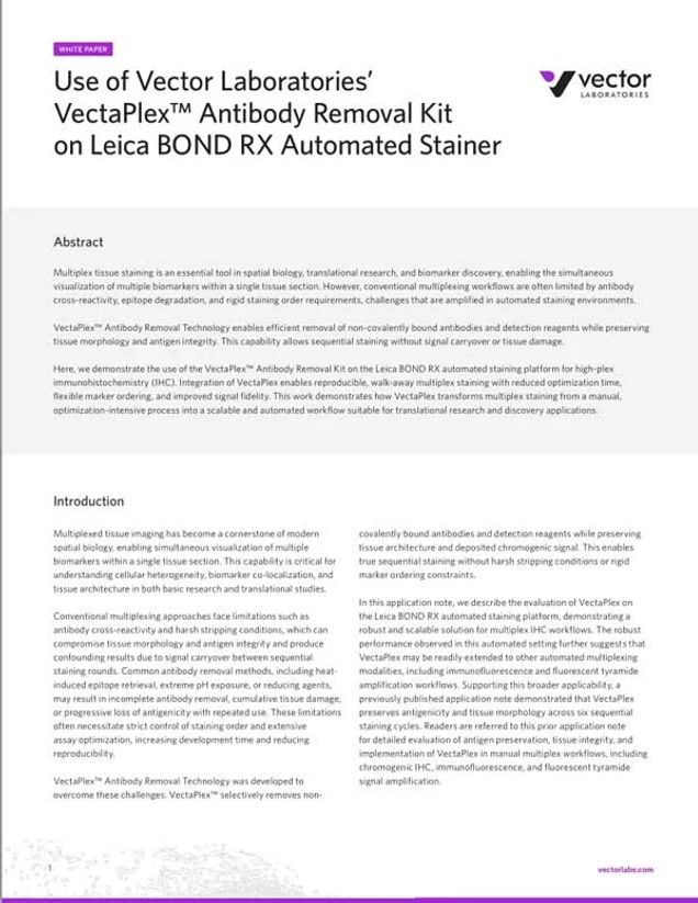 White Paper: Use of Vector Laboratories’ VectaPlex™ Antibody Removal Kit on Leica BOND RX Automated Stainer