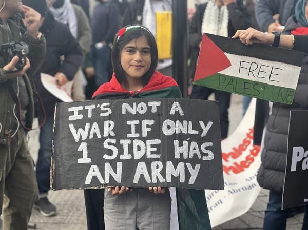 young girl protesting