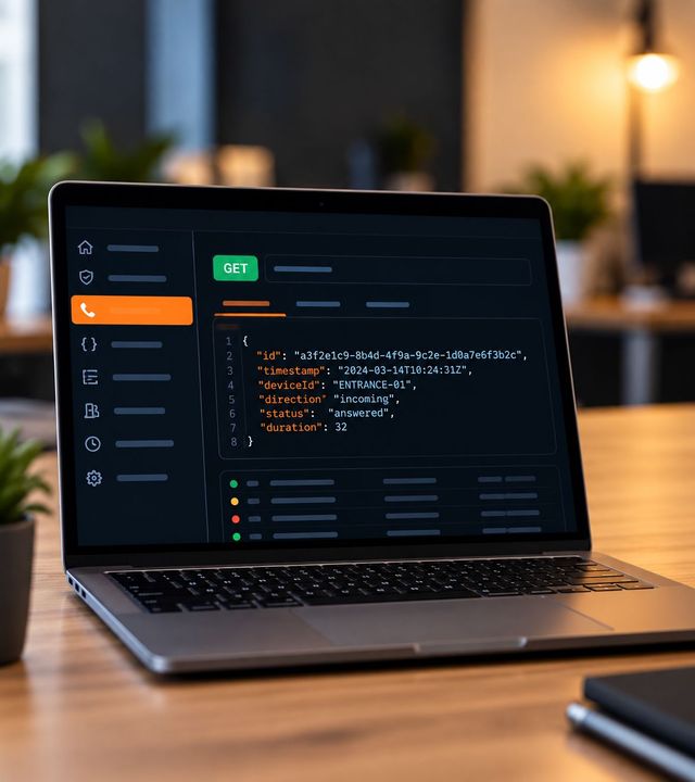 CyberGate API documentation on a laptop, showing the call logs endpoint