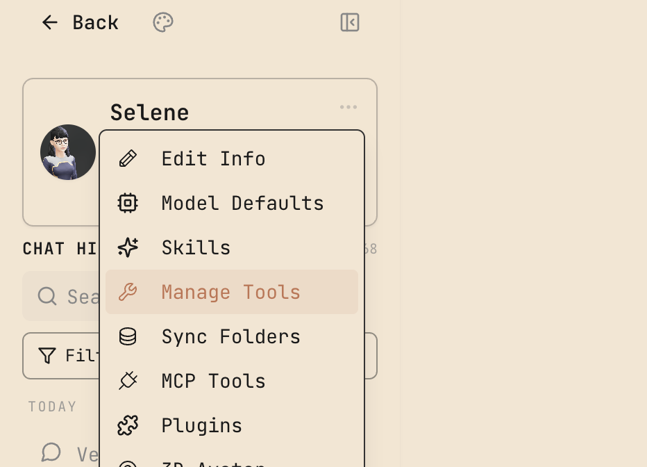 Project files indexed in Selene