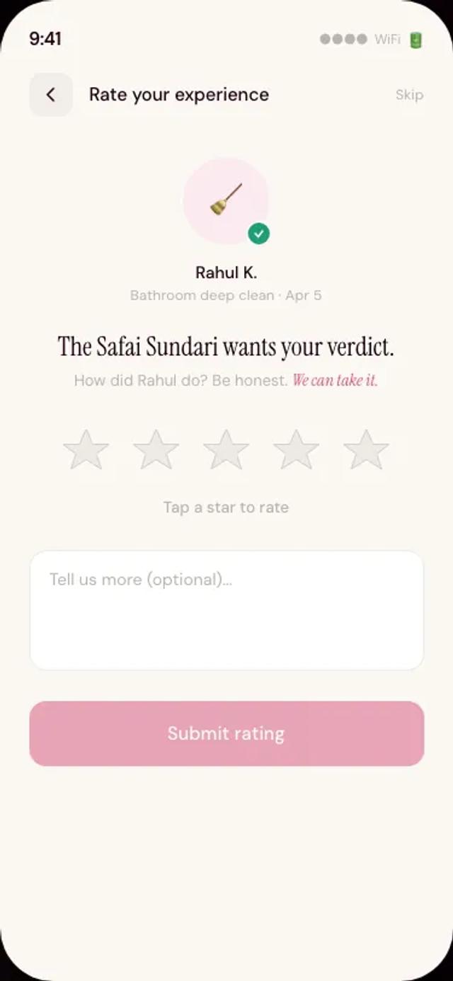 Zuvoo app — contextual star rating
