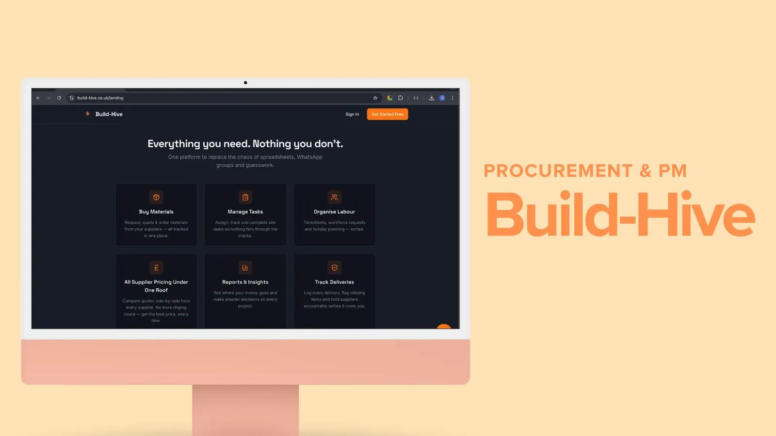Build Hive web — landing page