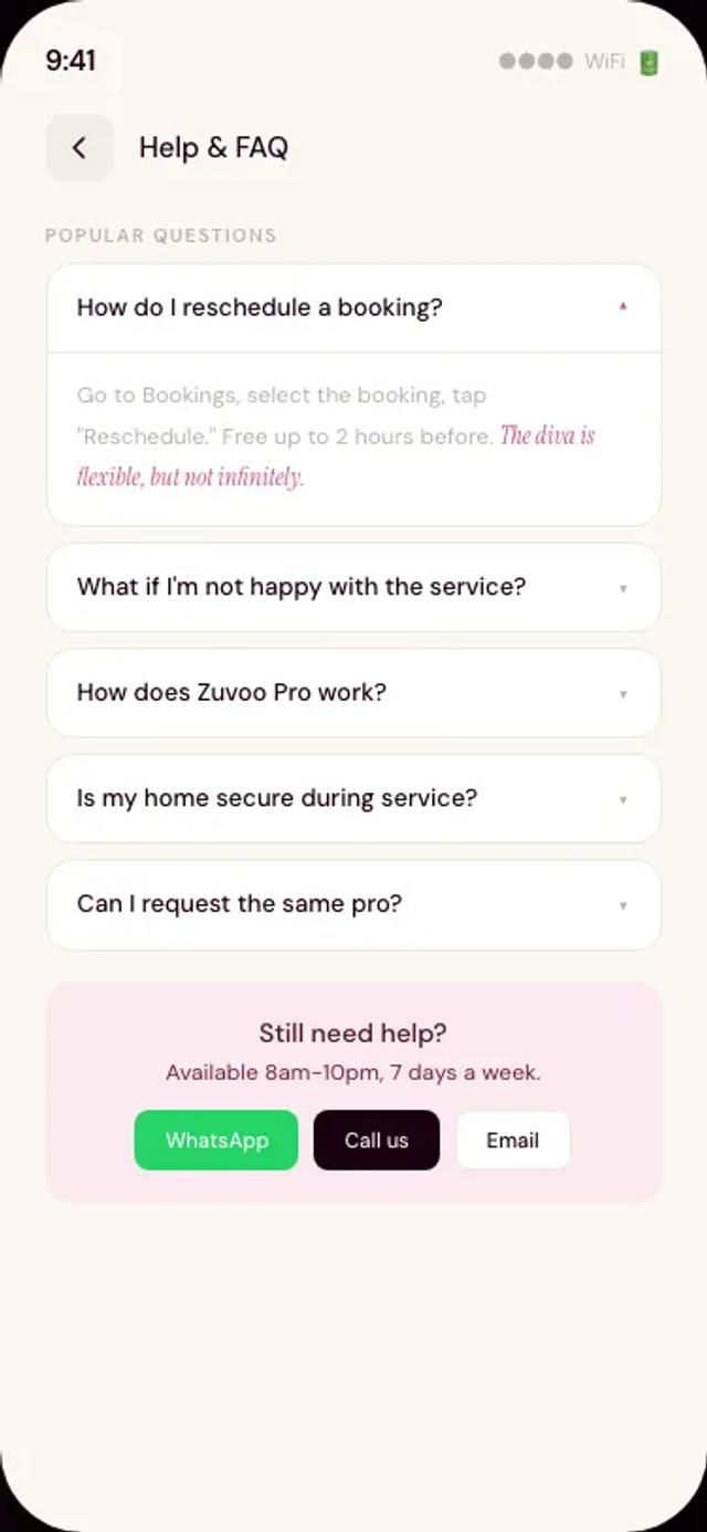 Zuvoo app — help and FAQ