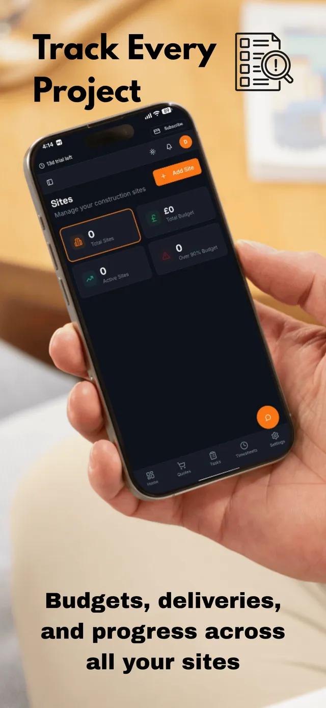 Build Hive app — budgets, deliveries and progress across sites
