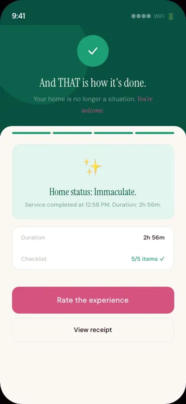 Zuvoo app — service completed