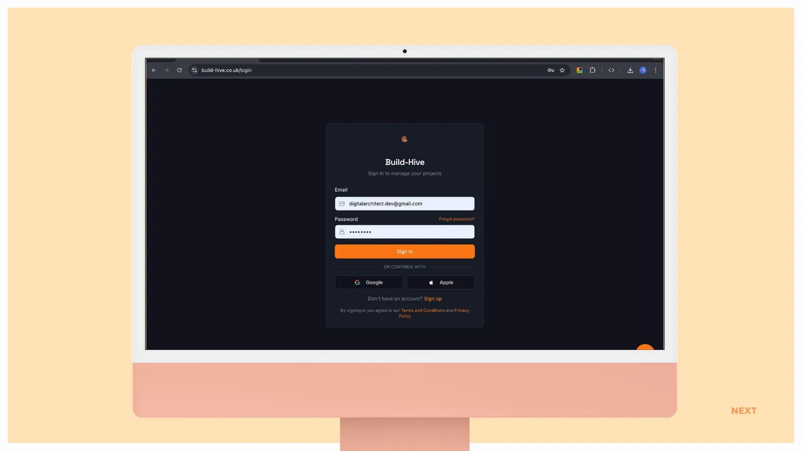 Build Hive web — sign-in screen