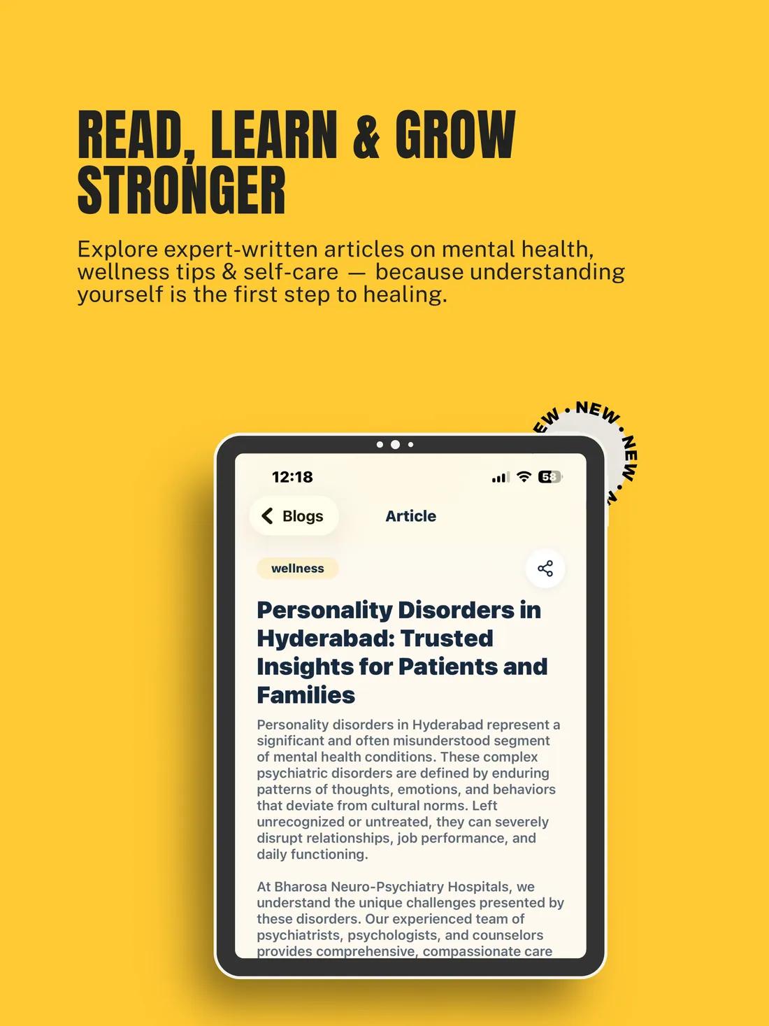 Bharosa on iPad — mental health article in the content hub