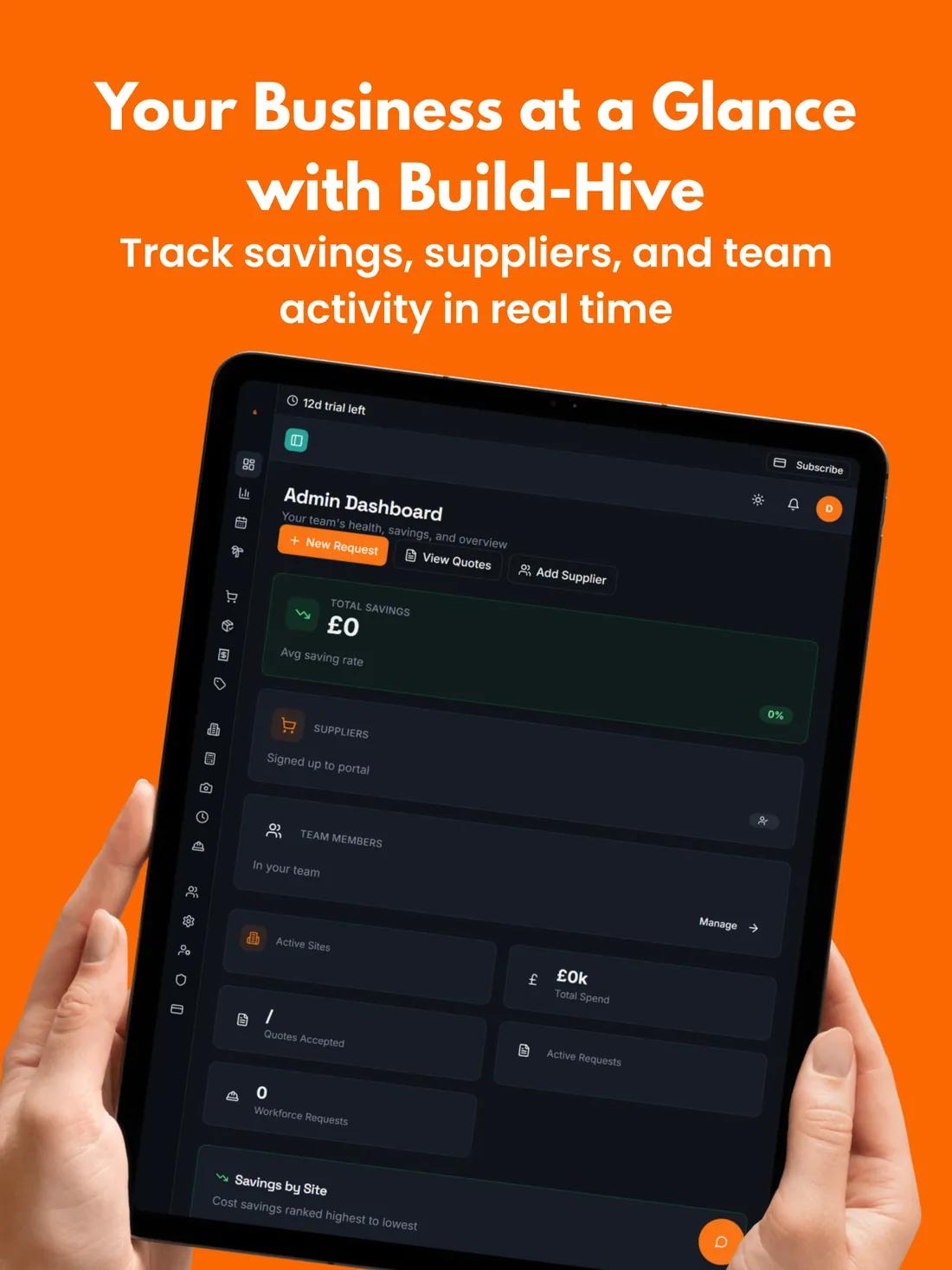 Build Hive on tablet — admin dashboard